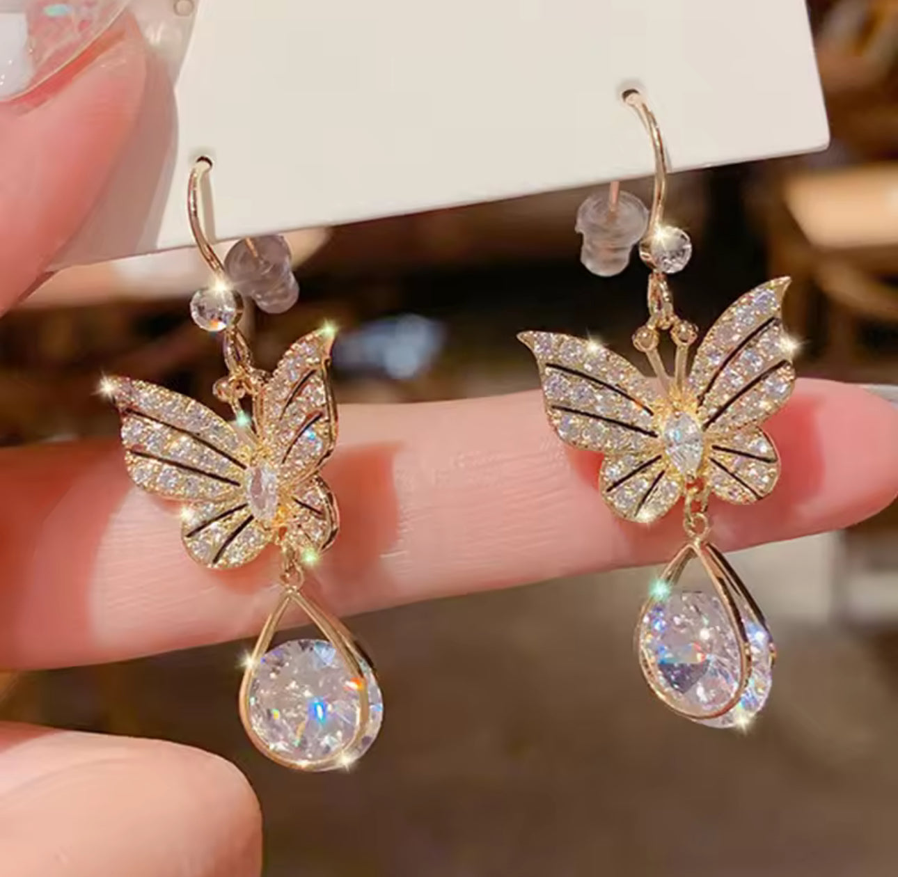 Crystal Dragonfly Drop Earrings