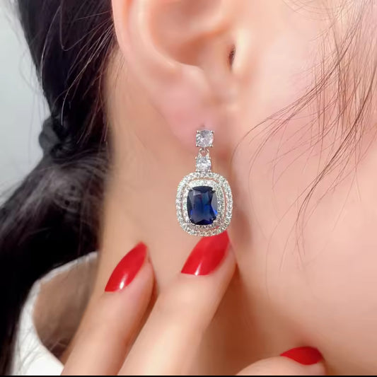 Royal Blue Sapphire Drop Earrings