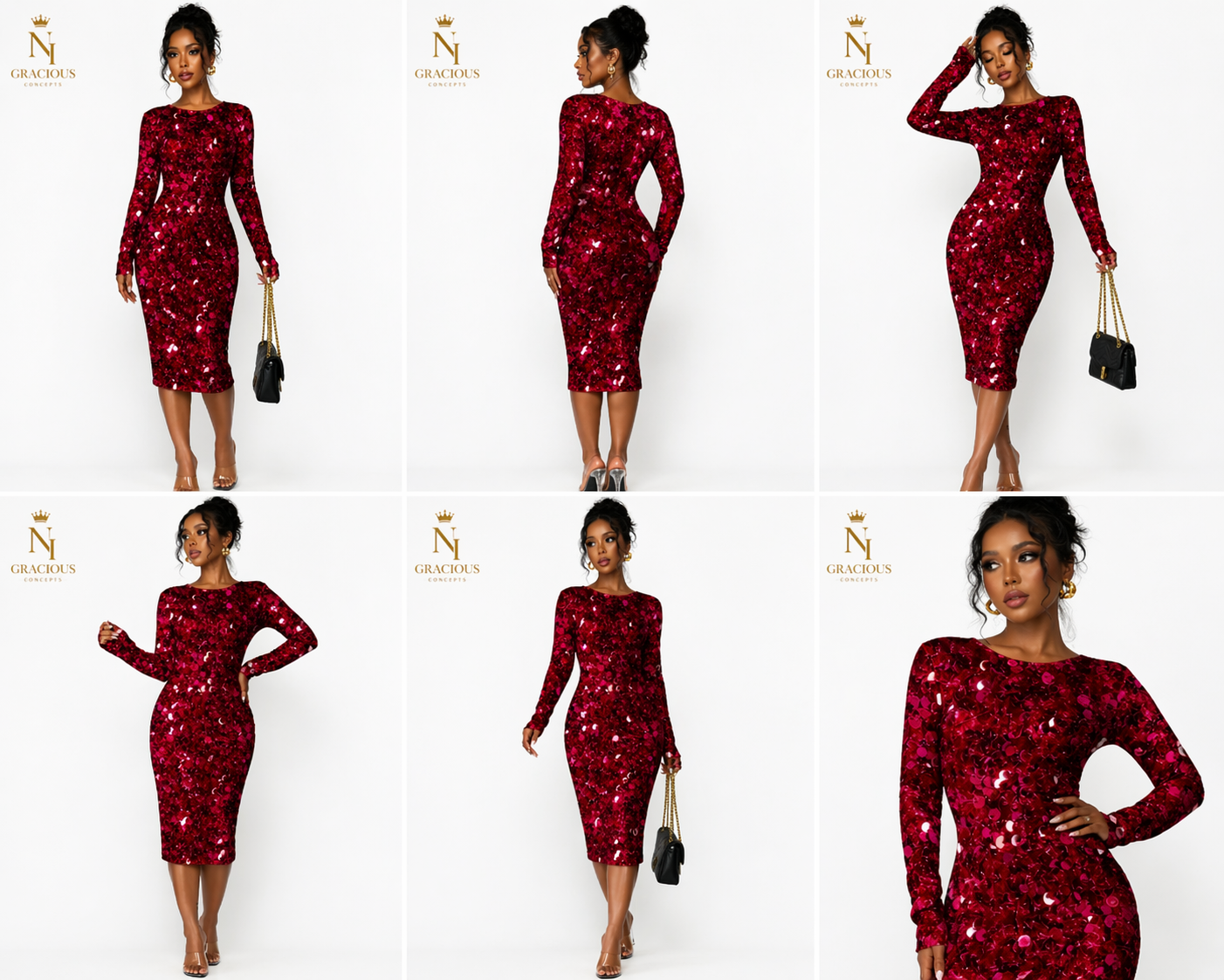 Ruby Luxe Sequin Midi Dress