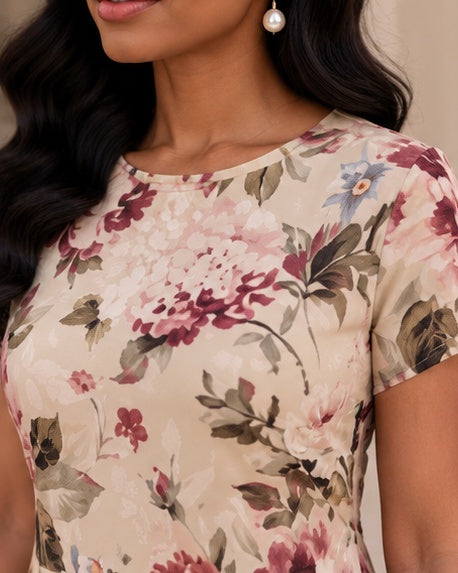 Rosalie Floral Elegance Midi Dress
