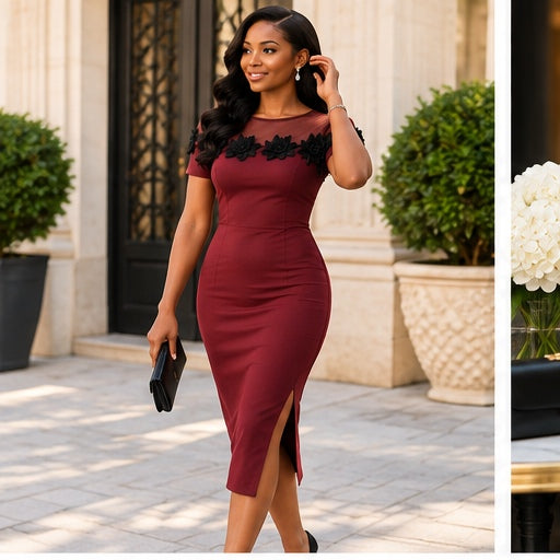 Amara Burgundy Floral Midi Dress