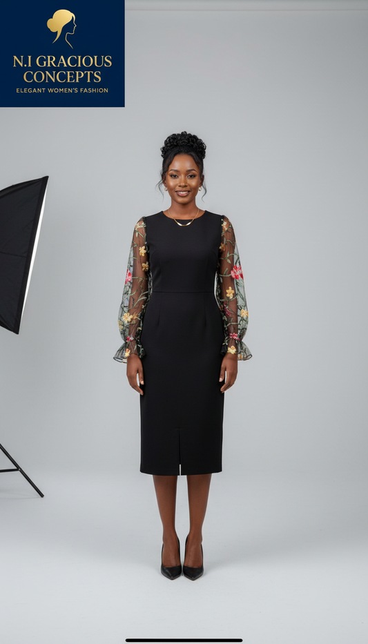 Black midi statement dress