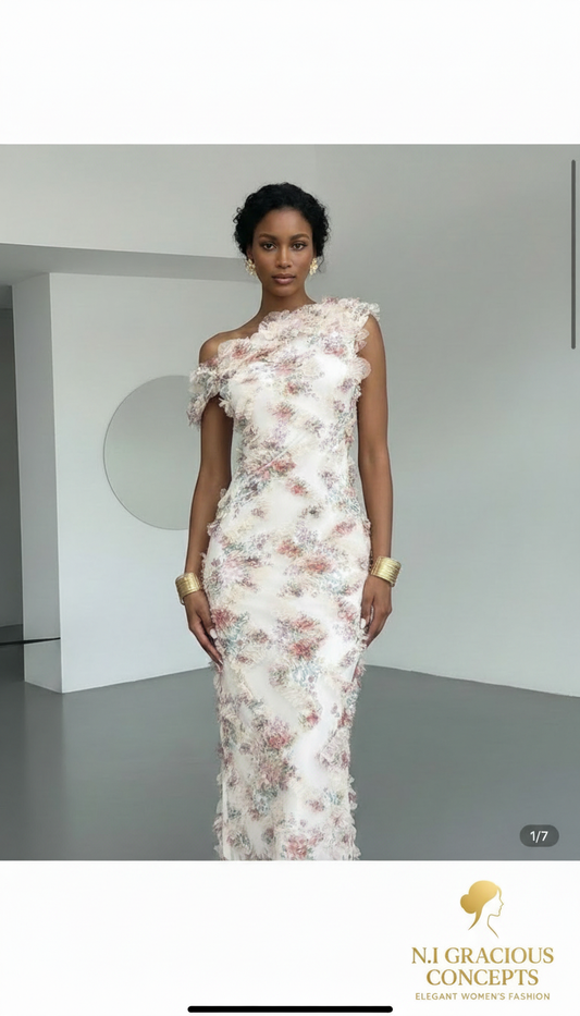 Floral Off-Shoulder Lace Midi Dress