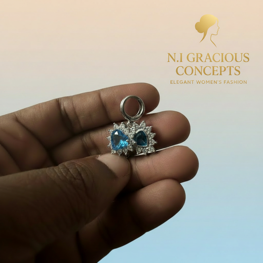Blue Crystal Halo Pendant Charm