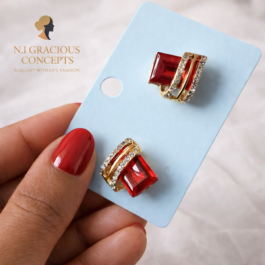 Ruby Luxe Statement Stud Earrings