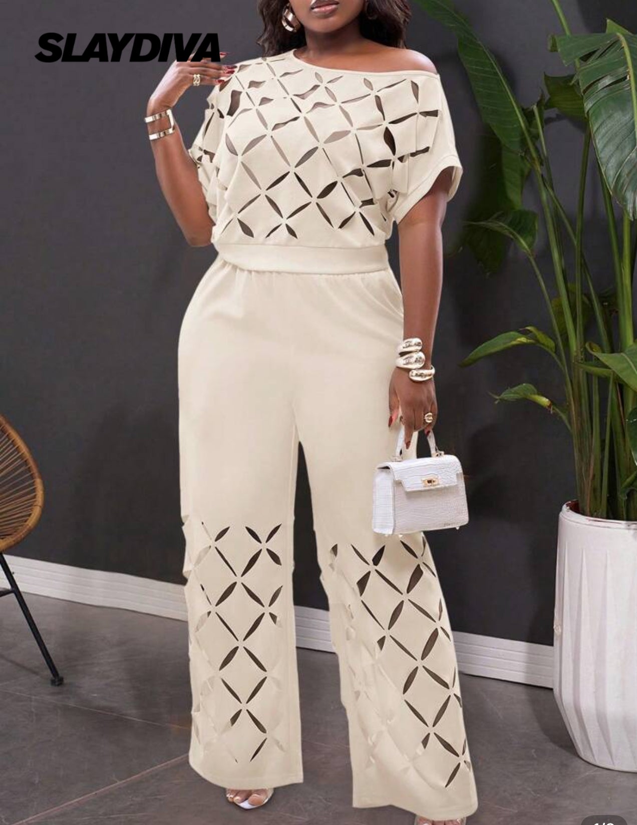 Ivory Cut-Out Two-Piece Set
