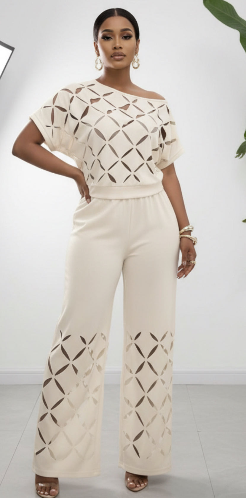 Ivory Cut-Out Two-Piece Set