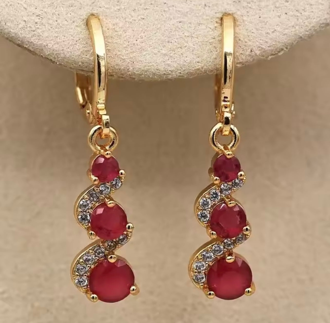 Ruby Curve Drop Earrings