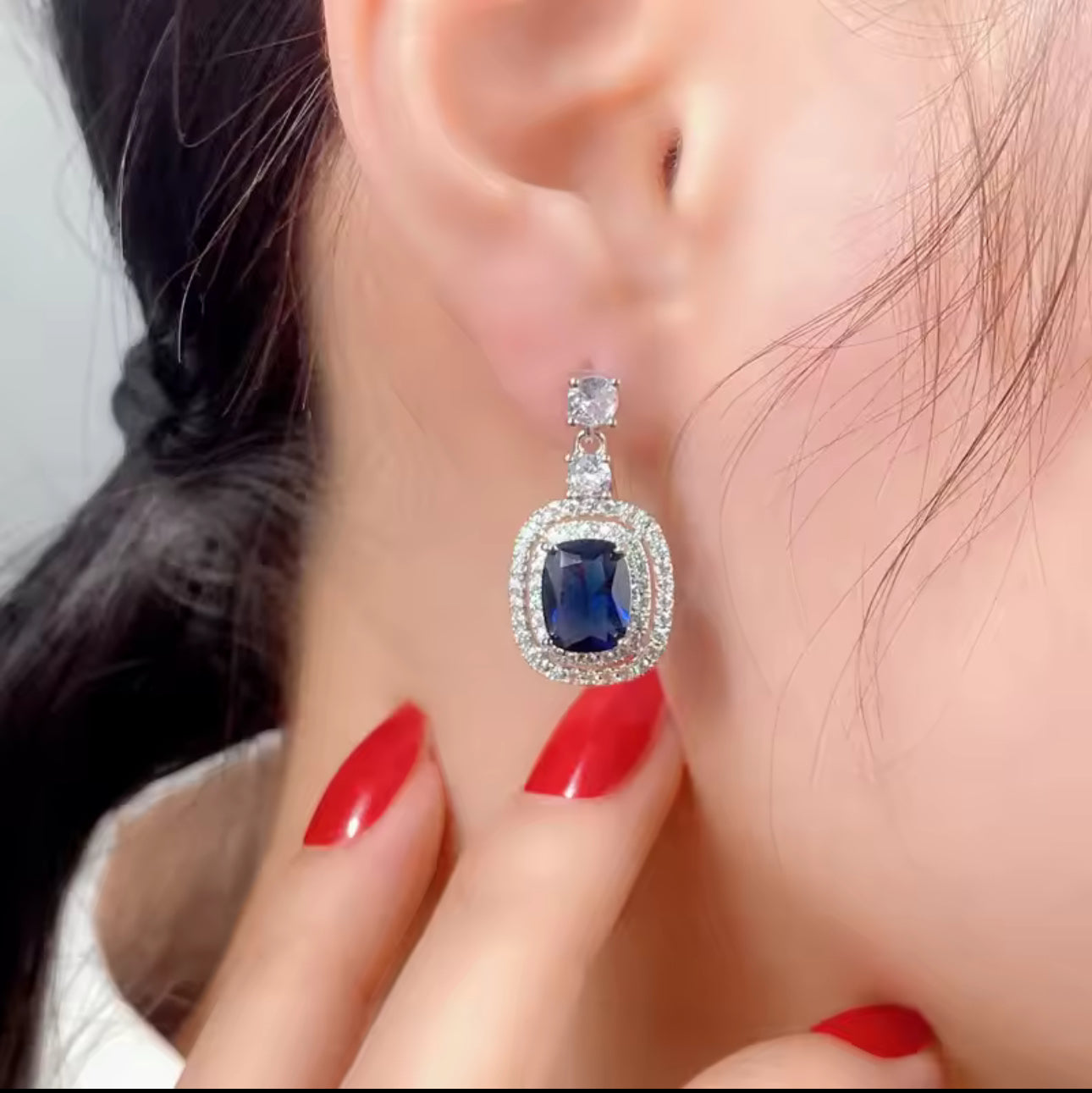 Royal Blue Sapphire Drop Earrings