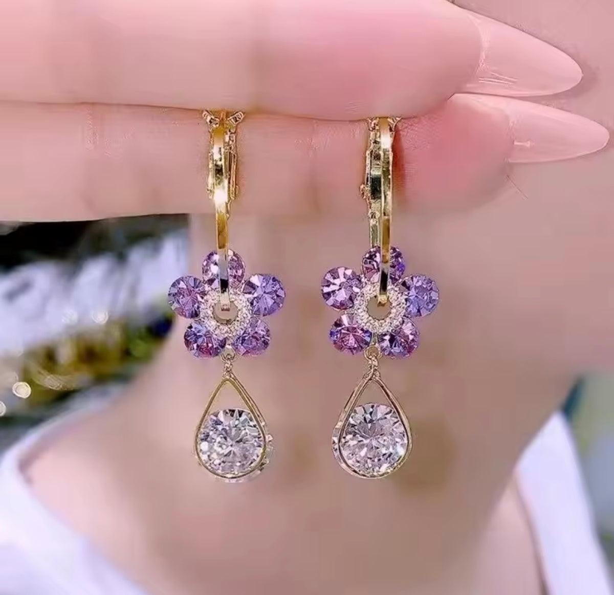 Amethyst Bloom Drop Earrings