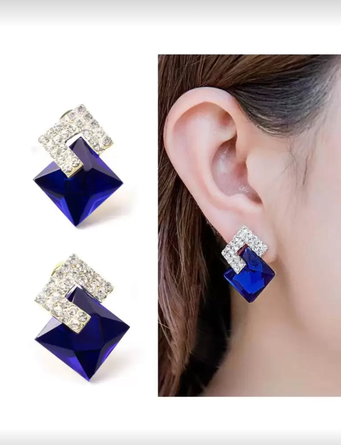 Royal Blue Crystal Drop Earrings