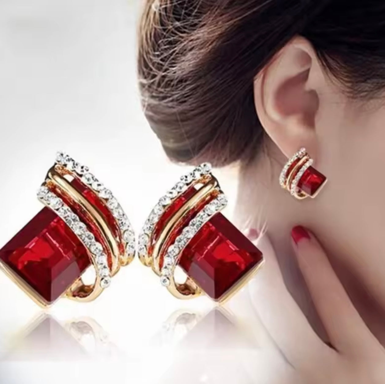 Ruby Luxe Statement Stud Earrings