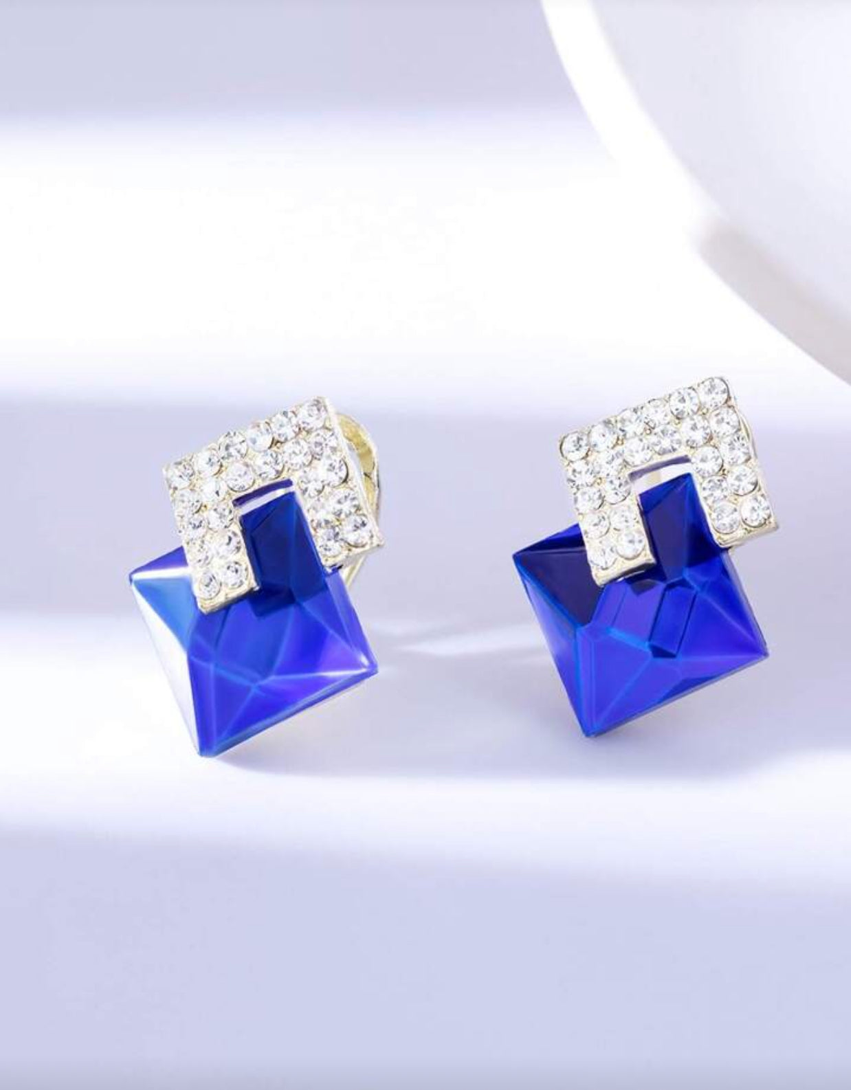 Royal Blue Crystal Drop Earrings