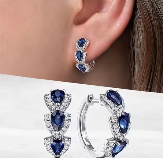 Blue Crystal Mini Hoop Earrings
