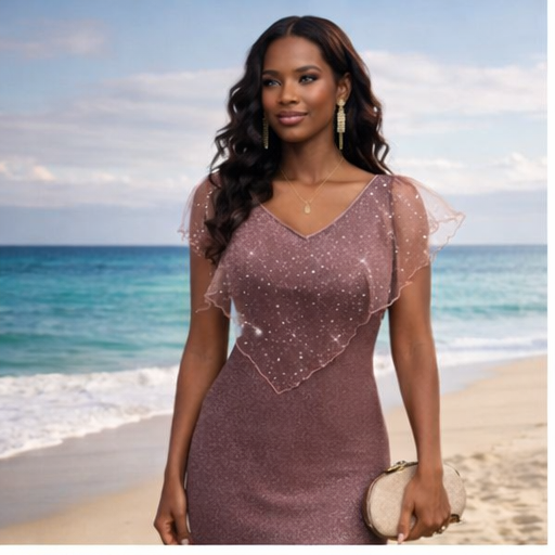 Celeste Rose Gold Shimmer Dress