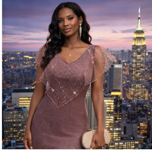Celeste Rose Gold Shimmer Dress