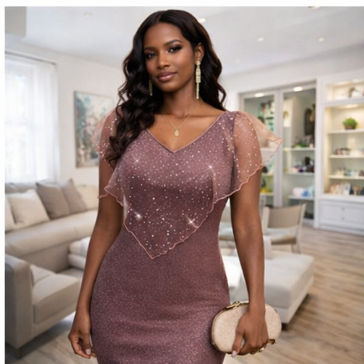 Celeste Rose Gold Shimmer Dress