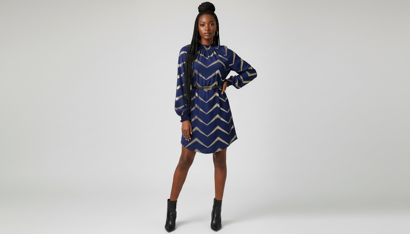 Royal Midnight Chevron Dress