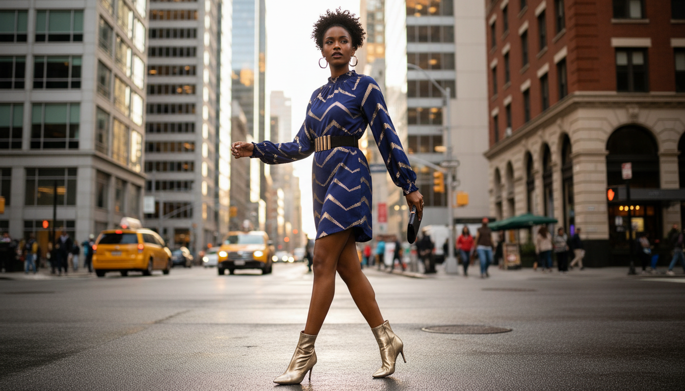 Royal Midnight Chevron Dress