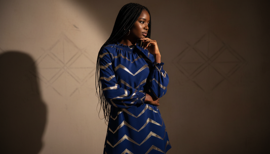 Royal Midnight Chevron Dress