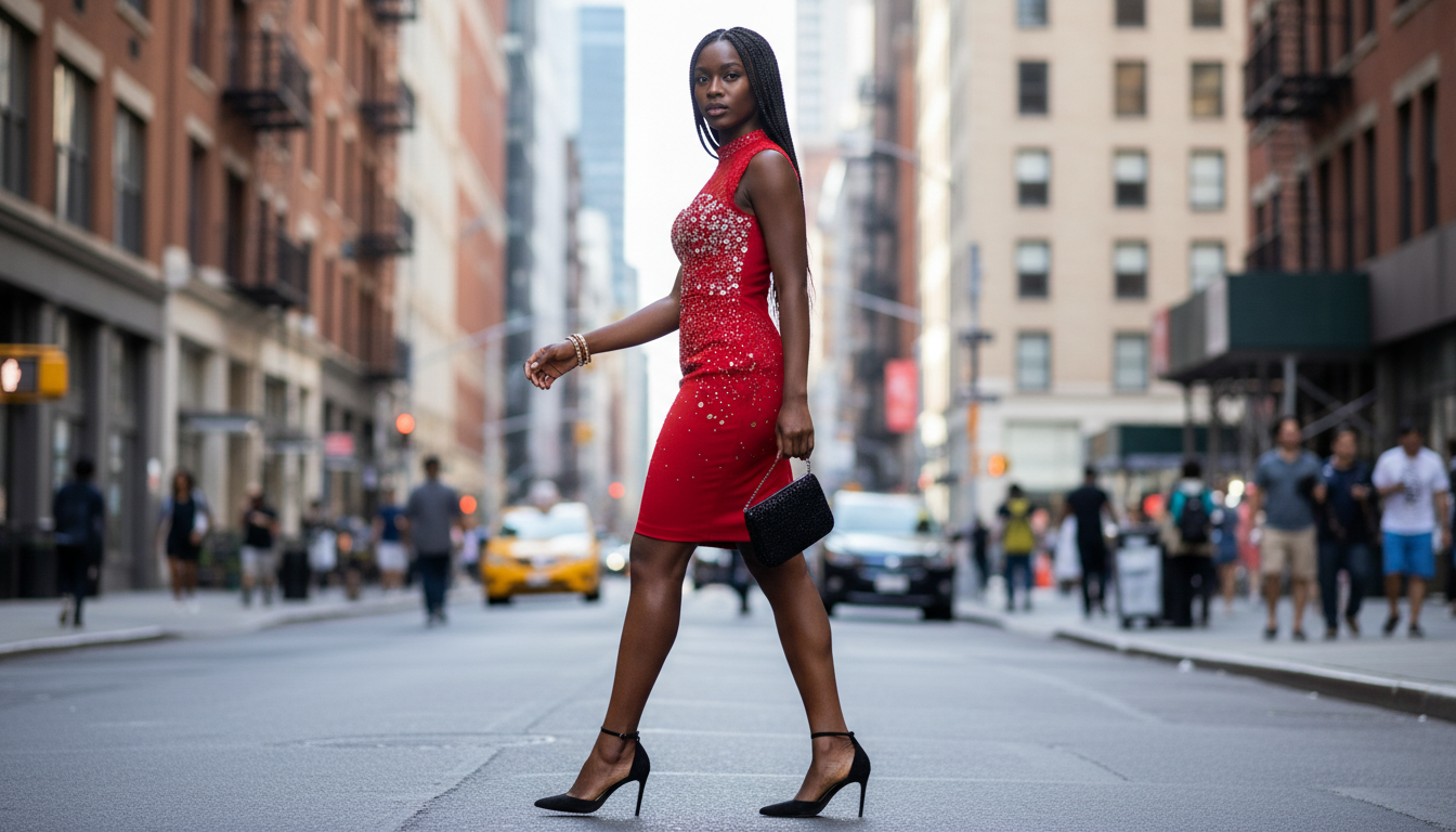Ruby Radiance Sequin Cocktail Dress