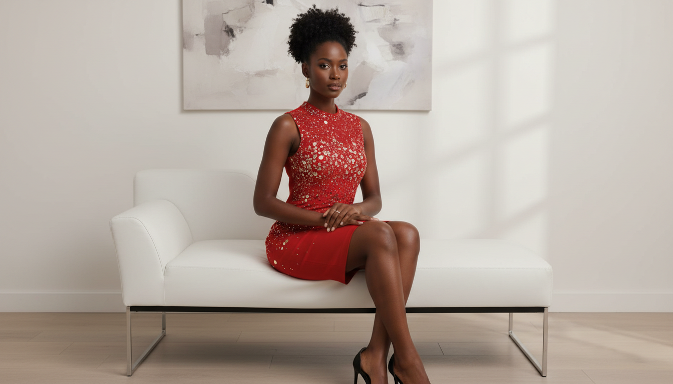 Ruby Radiance Sequin Cocktail Dress