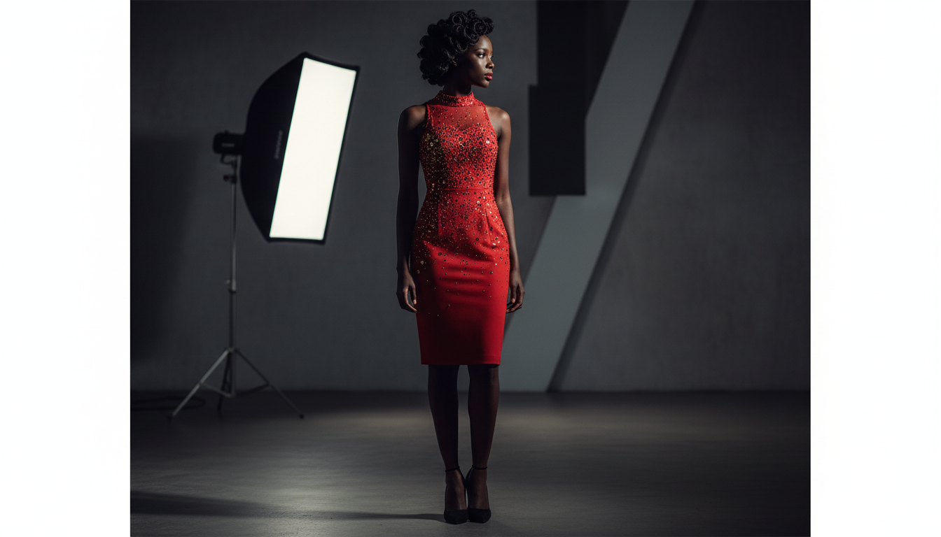 Ruby Radiance Sequin Cocktail Dress