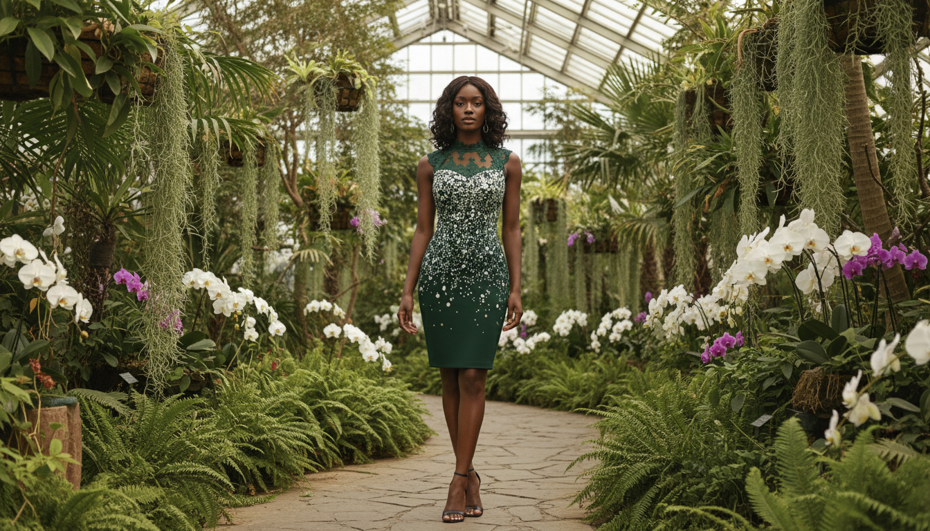 Emerald Majesty Sequin Midi Dress