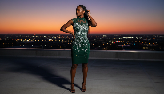 Emerald Majesty Sequin Midi Dress