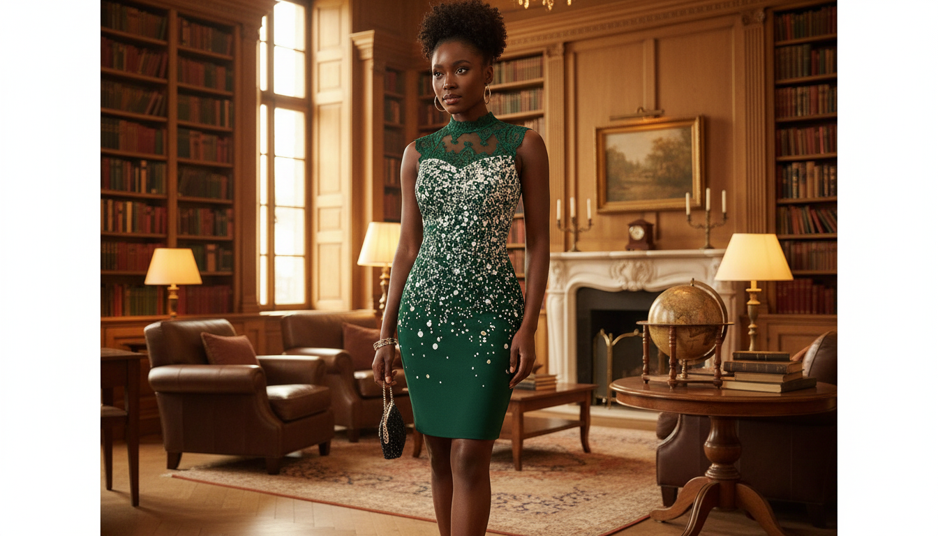 Emerald Majesty Sequin Midi Dress