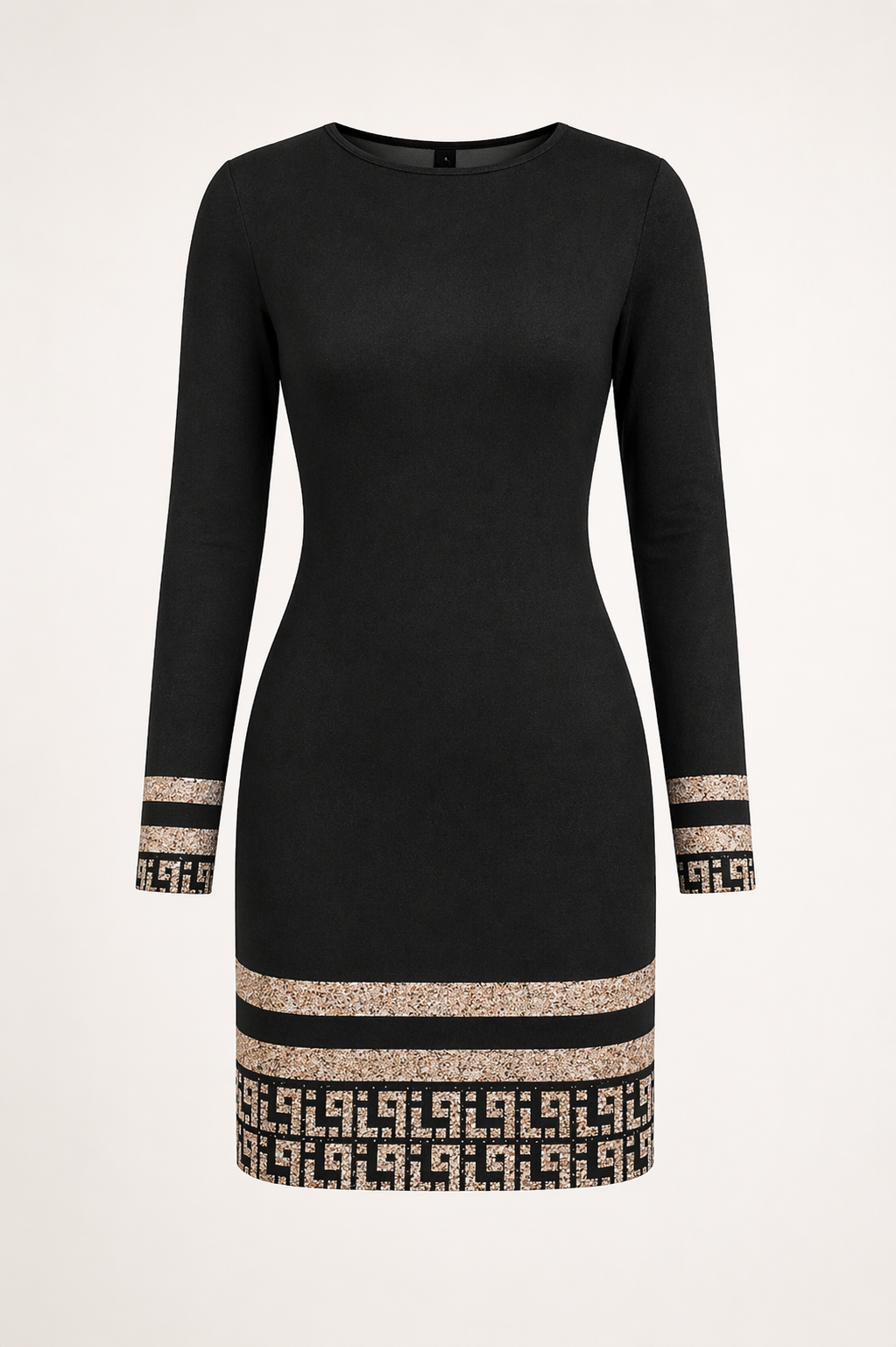 Midnight Luxe Geometric Trim Dress