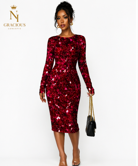 Ruby Luxe Sequin Midi Dress