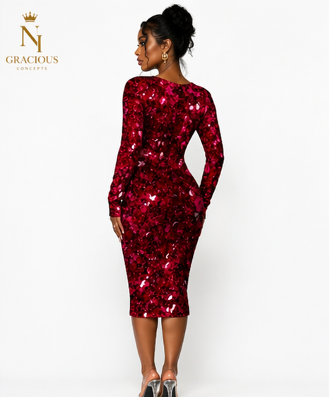 Ruby Luxe Sequin Midi Dress