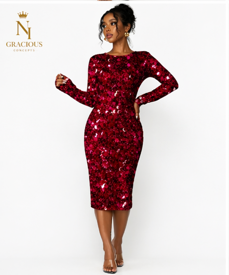 Ruby Luxe Sequin Midi Dress