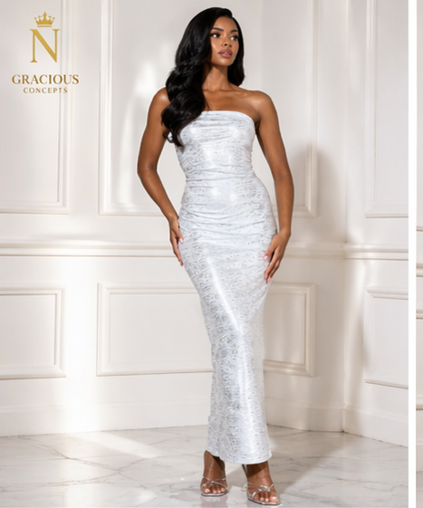 Ni Gracious Concepts – Silver Luxe Strapless Gown