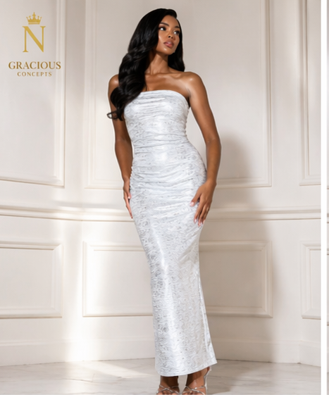 Ni Gracious Concepts – Silver Luxe Strapless Gown