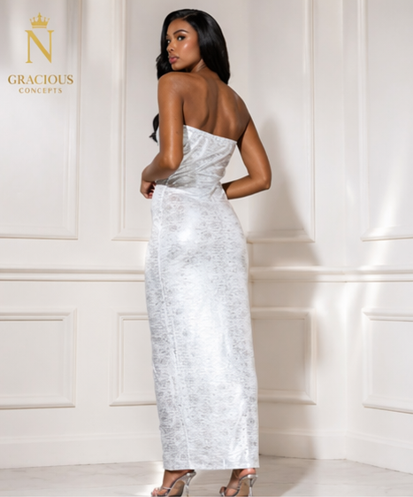 Ni Gracious Concepts – Silver Luxe Strapless Gown