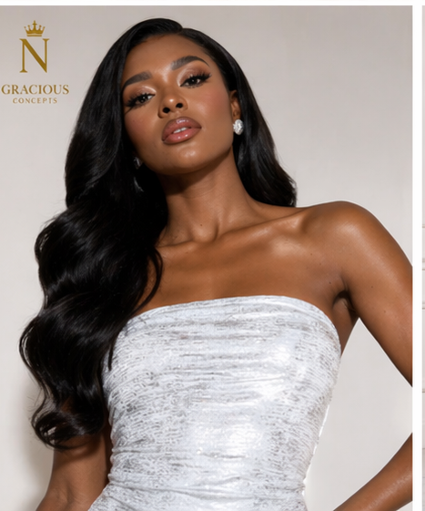 Ni Gracious Concepts – Silver Luxe Strapless Gown
