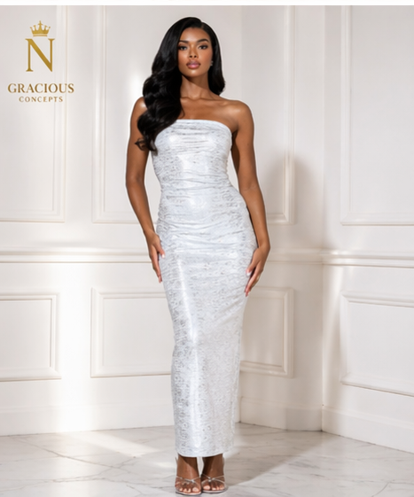 Ni Gracious Concepts – Silver Luxe Strapless Gown