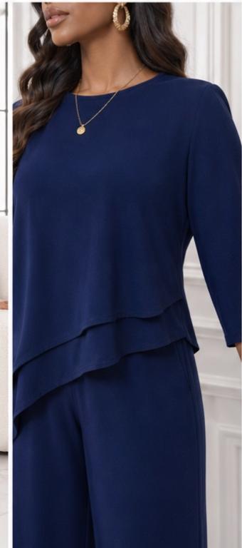 Elegant Layered Two-Piece Set – Navy