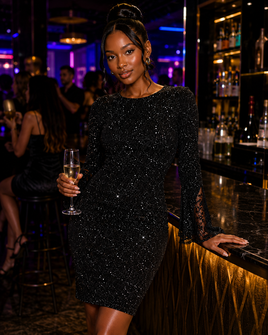 Midnight Sparkle Bodycon Mini Dress