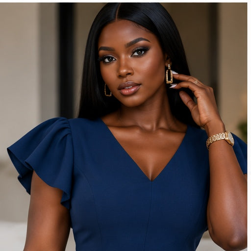 Victoria Navy Peplum Wide-Leg two piece