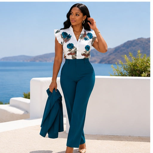 Capri Teal Floral two piece