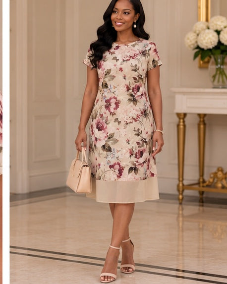 Rosalie Floral Elegance Midi Dress