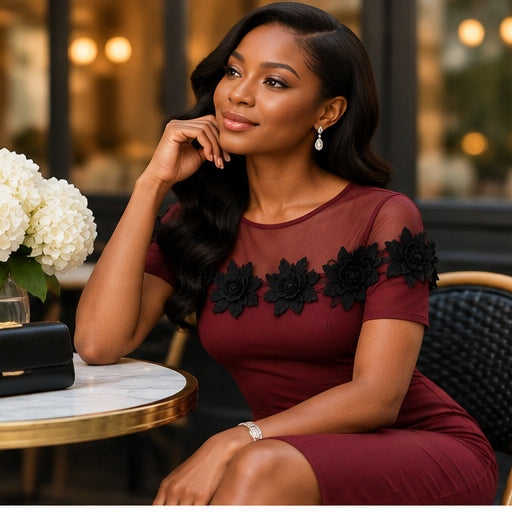 Amara Burgundy Floral Midi Dress