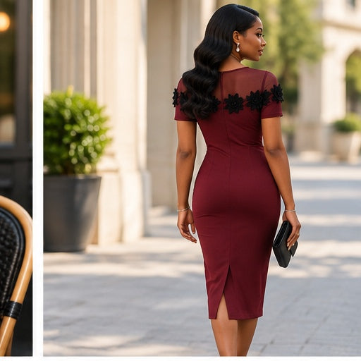 Amara Burgundy Floral Midi Dress