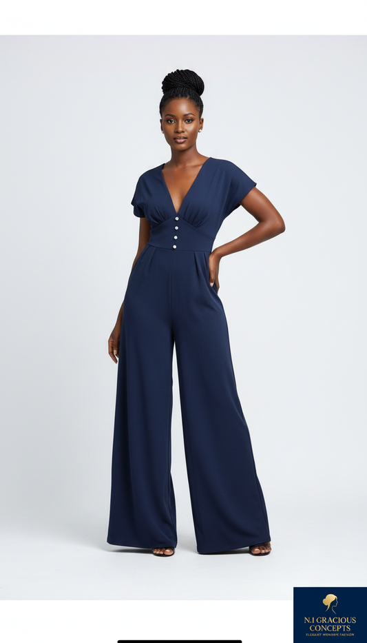 (Copy) Elegant Navy Wide-Leg Jumpsuit