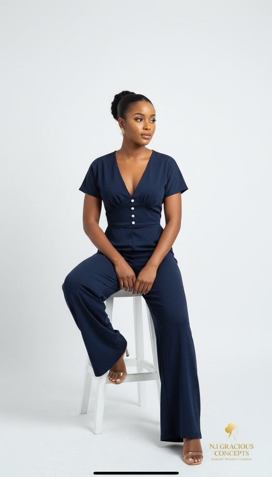(Copy) Elegant Navy Wide-Leg Jumpsuit
