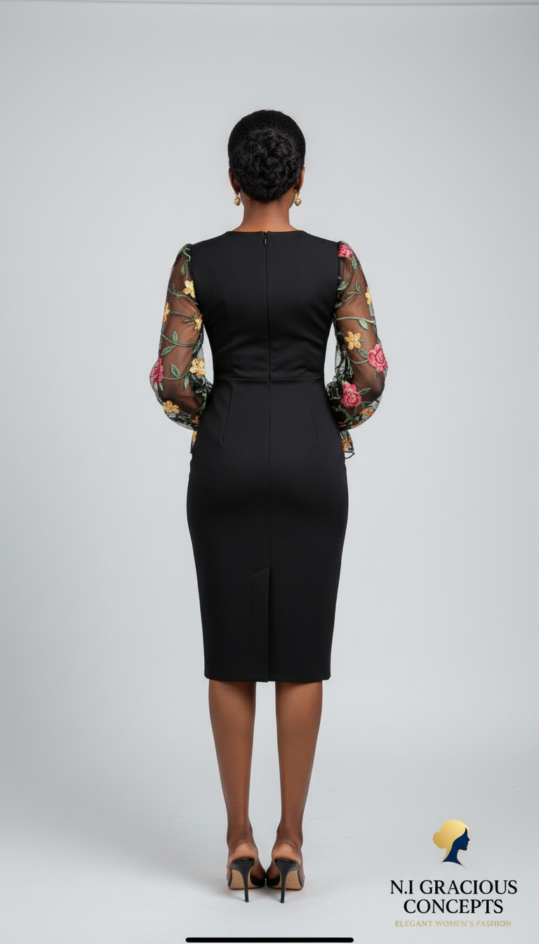 Black midi statement dress
