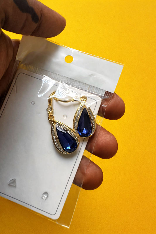 Sapphire Teardrop Crystal Earrings